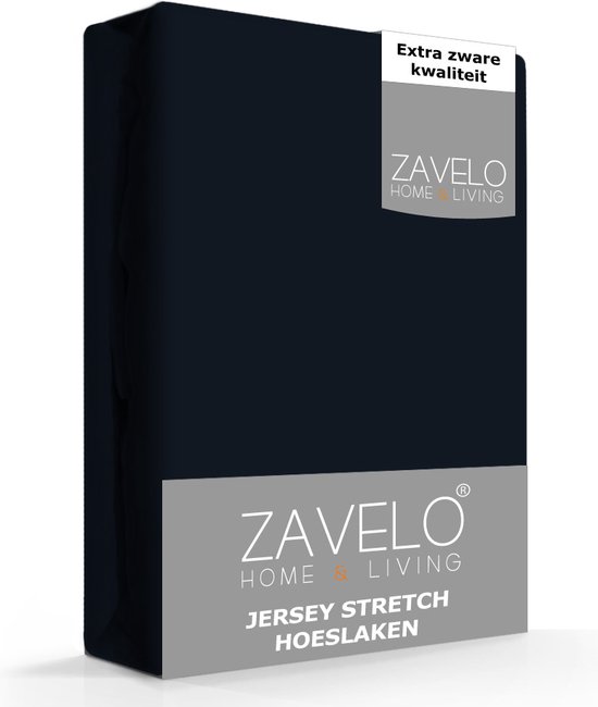 Zavelo® Jersey Hoeslaken Navy - Lits-jumeaux (190x220 cm) - Hoogwaardige Kwaliteit - Rondom Elastisch - Perfecte Pasvorm