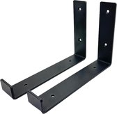 Maison DAM - Plankdragers L vorm up - Wandsteunen – Voor een plank 20cm – Mat zwart - Incl. bevestigingsmateriaal + schroefbit