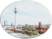 Dibond Ovaal - Duitse Stad met Mooie Gebouwen - 108x81 cm Foto op Ovaal (Met Ophangsysteem)