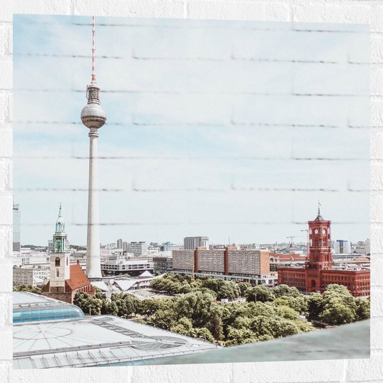 Muursticker - Duitse Stad met Mooie Gebouwen - 80x80 cm Foto op Muursticker