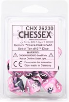 Chessex 10 x D10 Set Gemini - Black-Pink/White