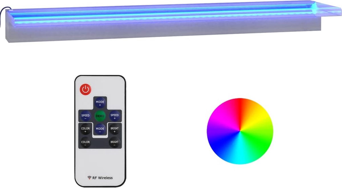 VidaXL Watervaloverlaat met RGB LED's 90 cm roestvrij staal
