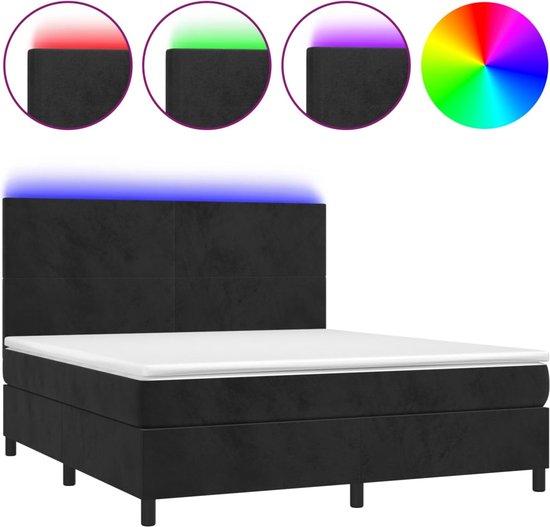 vidaXL-Boxspring-met-matras-en-LED-fluweel-zwart-160x200-cm