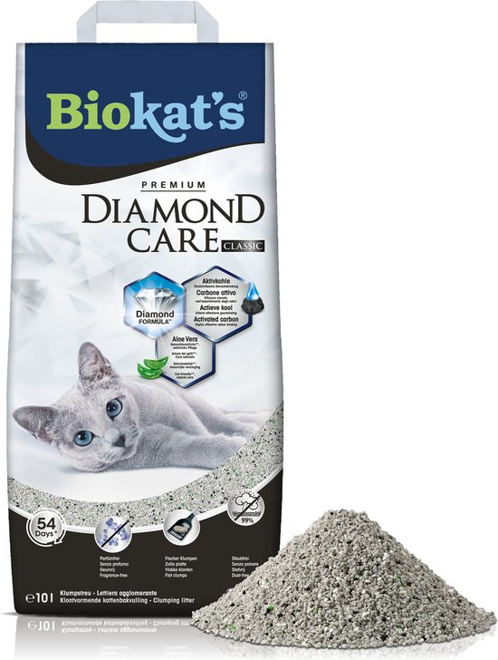 Biokat's Diamond Care Classic - 10 L -  Kattenbakvulling - Klontvormend - Zonder geur - Aktieve kool