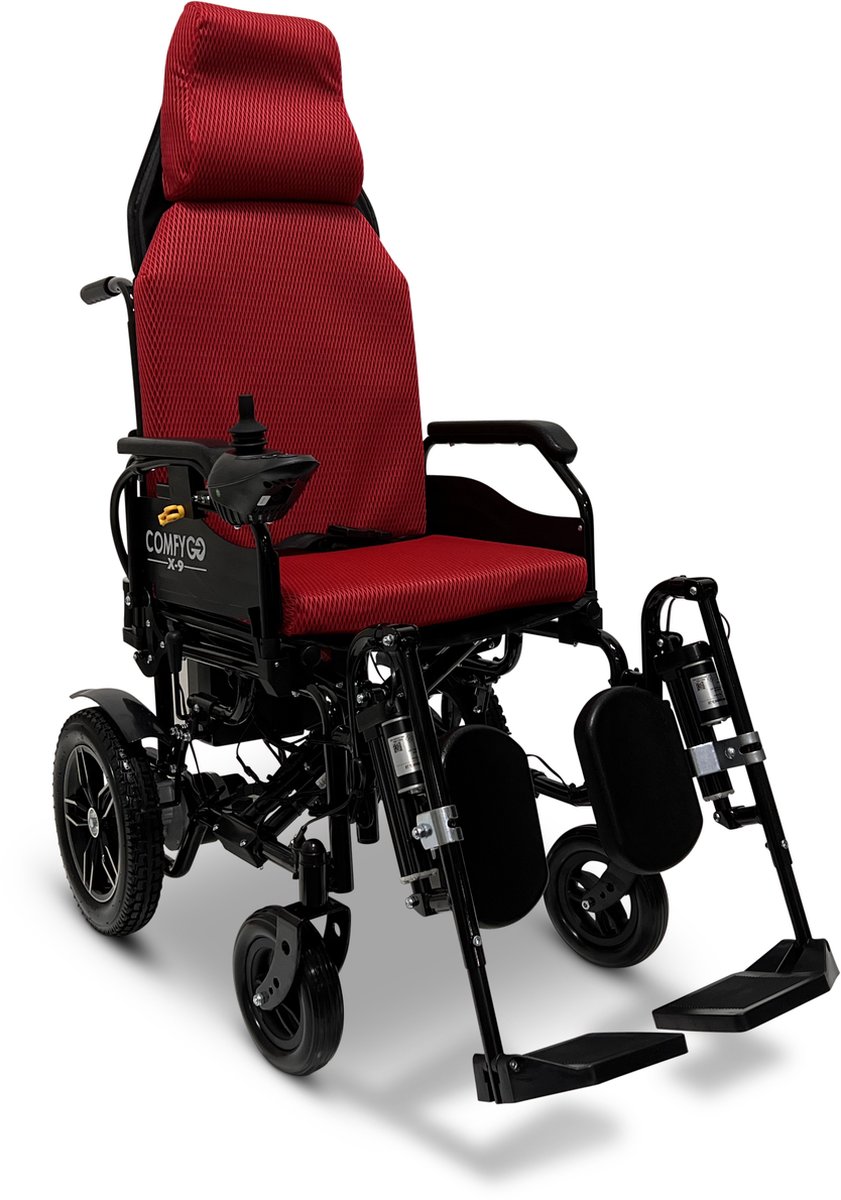 Goedkoopste COMFYGO X-9 Elektrische Rolstoel Lichtgewicht Opvouwbaar ,Automatisch verstelbare rugleuning en elevating leg rests, Draadloze afstandsbediening , 20 AH Li-ion Accu, Bereik tot 30 km, Rood