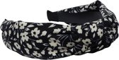 Jessidress® Hoofdband met vaste knot Haar Diadeem Dames Haarband met Bloemenprint - Donker Blauw