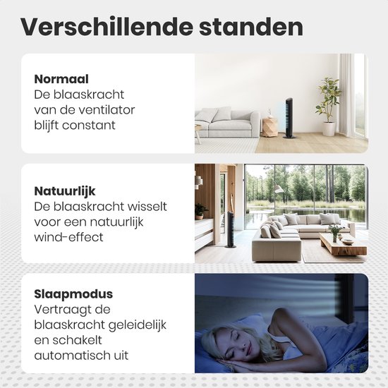 Auronic Torenventilator - Staande Ventilator met Afstandsbediening - Vloerventilator - Timer - Kolomventilator - Fan - 50W - 45dB - 74cm - Zwart