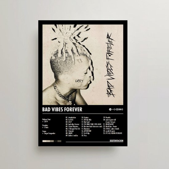 XXXTENTACION Poster - Bad Vibes Forever Album Cover Poster - XXXTENTACION  LP - A3 