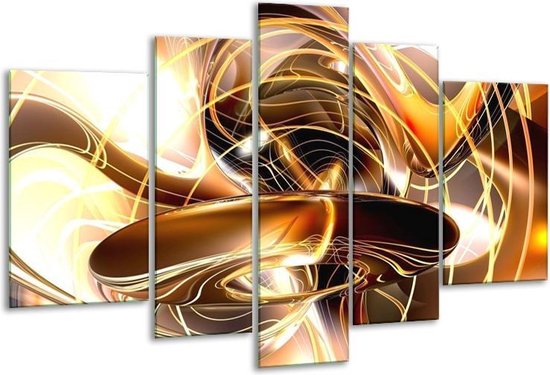 Peinture sur verre Abstrait | Or, jaune, marron | 170x100cm 5 Liège | Tirage photo sur verre |  F000203