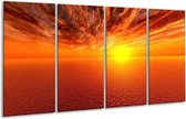 GroepArt - Glasschilderij - Zonsondergang - Geel, Oranje - 160x80cm 4Luik - Foto Op Glas - Geen Acrylglas Schilderij - 6000+ Glasschilderijen Collectie - Wanddecoratie