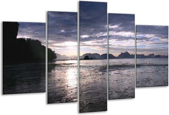 Peinture sur verre de mer | Bleu, blanc, gris | 170x100cm 5 Liège | Tirage photo sur verre |  F001082