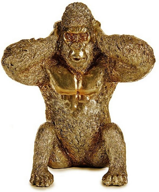Decoratieve figuren Gorilla Gouden Hars (10 x 18 x 17 cm)