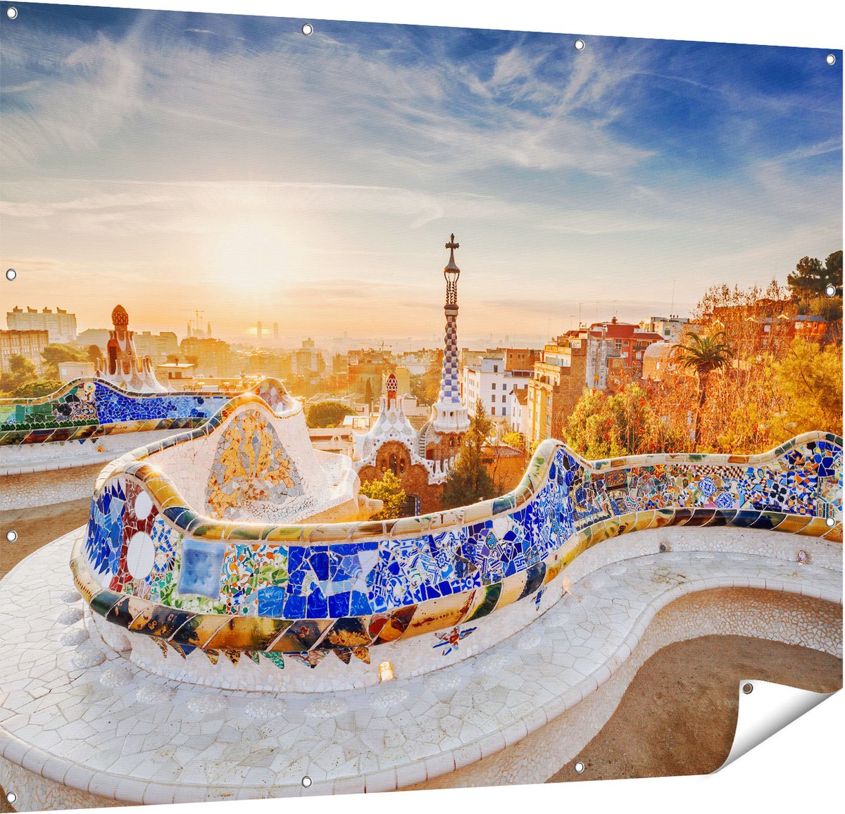 Gards Tuinposter Park G�ell in Barcelona - 150x120 cm - Tuindoek - Tuindecoratie - Wanddecoratie buiten - Tuinschilderij Multikleur