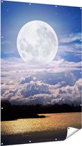 Gards Tuinposter Volle Maan bij het Water - 120x180 cm - Tuindoek - Tuindecoratie - Wanddecoratie buiten - Tuinschilderij
