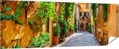 Gards Tuinposter Straatje in Rome met Groene Planten - 210x70 cm - Tuindoek - Tuindecoratie - Wanddecoratie buiten - Tuinschilderij
