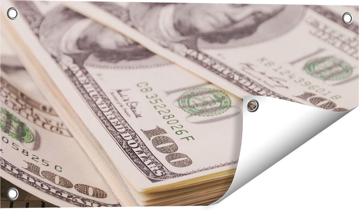 Gards Tuinposter Dollar Geld Briefjes - 60x30 cm - Tuindoek - Tuindecoratie - Wanddecoratie buiten - Tuinschilderij Multikleur