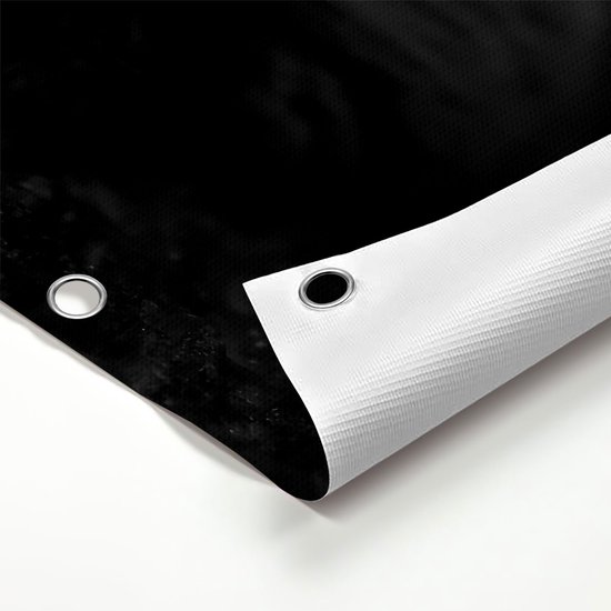 Gards Tuinposter Zwarte Kat met Gele Ogen - 150x50 cm - Tuindoek - Tuindecoratie - Wanddecoratie buiten - Tuinschilderij