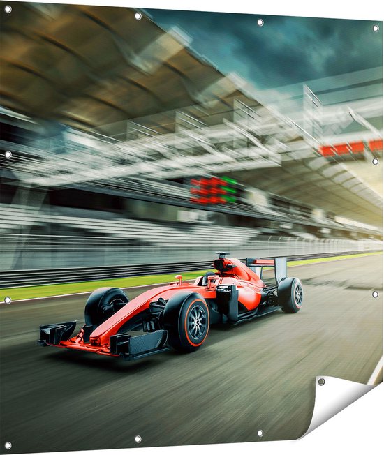 Gars Affiche de jardin Voiture de Formule 1 à l' Finish en Rouge - 110x110  cm - Toile... | bol