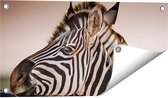 Gards Tuinposter Twee Knuffelende Zebra's - 60x30 cm - Tuindoek - Tuindecoratie - Wanddecoratie buiten - Tuinschilderij