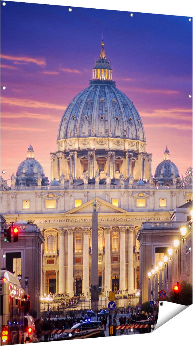 Gards Tuinposter Sint Pietersbasiliek in Rome, Itali� - 120x180 cm - Tuindoek - Tuindecoratie - Wanddecoratie buiten - Tuinschilderij Multikleur