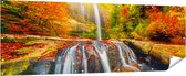 Gards Tuinposter Waterval in de Herfst Kleuren - 210x70 cm - Tuindoek - Tuindecoratie - Wanddecoratie buiten - Tuinschilderij