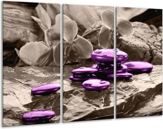 Peinture sur verre d'orchidée | Violet, gris | 120x80cm 3 Liège | Tirage photo sur verre |  F004576