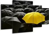 GroepArt - Schilderij -  Paraplu - Geel, Zwart - 160x90cm 4Luik - Schilderij Op Canvas - Foto Op Canvas