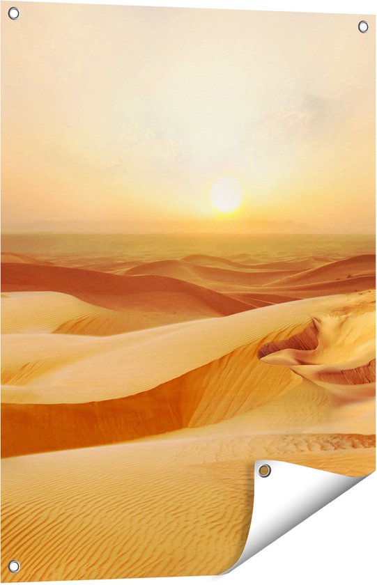 Gards Tuinposter Woestijn bij Zonsondergang in de Sahara - 60x80 cm - Tuindoek - Tuindecoratie - Wanddecoratie buiten - Tuinschilderij