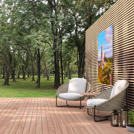 Gards Poster de jardin Temples Pagodes dans la Berg Inthanon en Thaïlande - 90x120 cm - Toile de jardin - Décoration de jardin - Décoration murale extérieure - Peinture de jardin