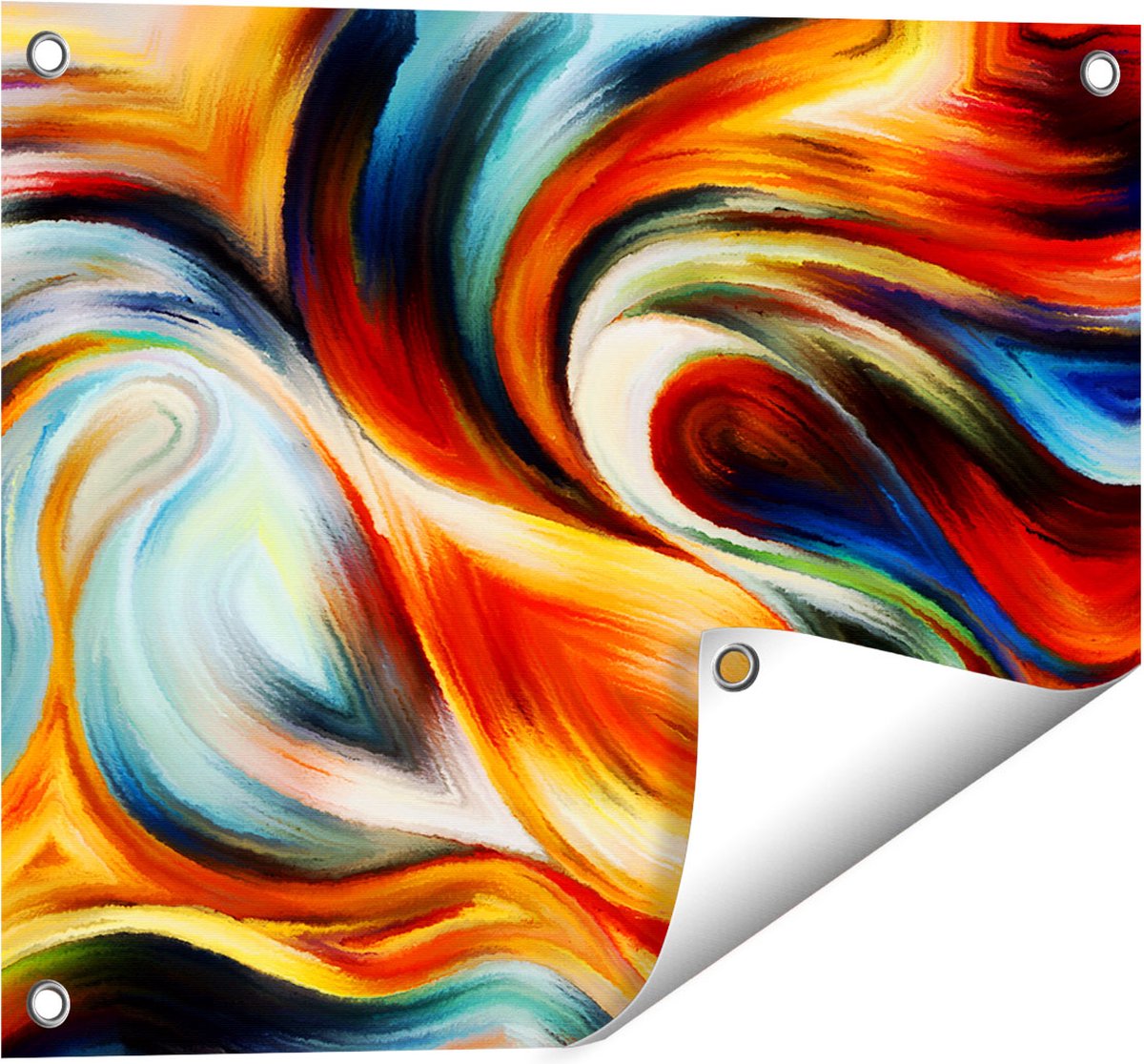 Gards Tuinposter Abstracte Kunst van Kleurrijke Verf - 50x40 cm - Tuindoek - Tuindecoratie - Wanddecoratie buiten - Tuinschilderij Multikleur