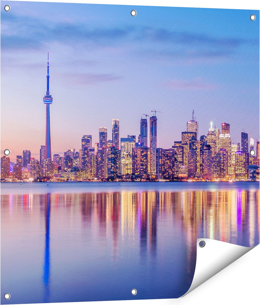 Gards Tuinposter Toronto Skyline in Canada - 80x80 cm - Tuindoek - Tuindecoratie - Wanddecoratie buiten - Tuinschilderij Multikleur