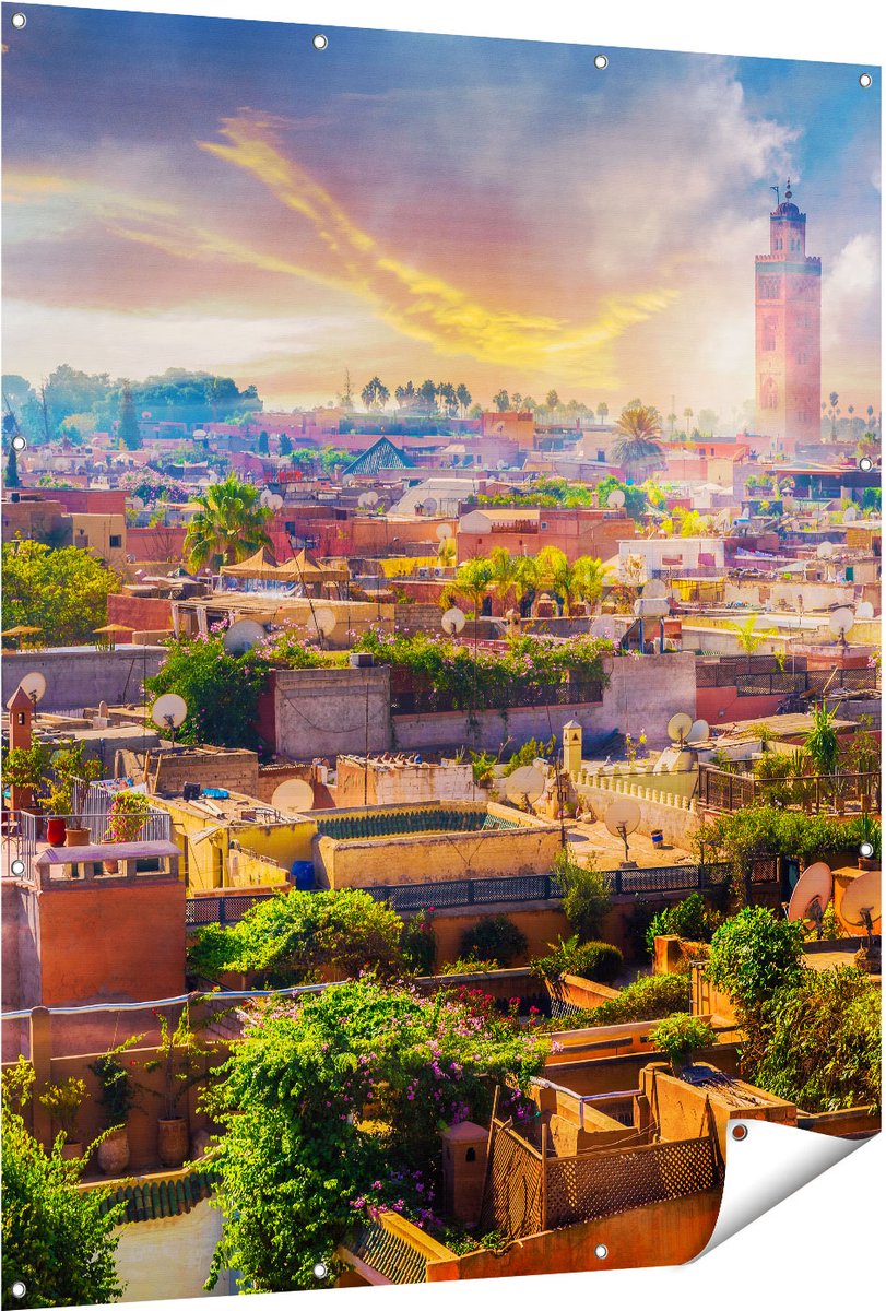 Gards Tuinposter Medina van Marrakesh in Marokko - 120x150 cm - Tuindoek - Tuindecoratie - Wanddecoratie buiten - Tuinschilderij Multikleur