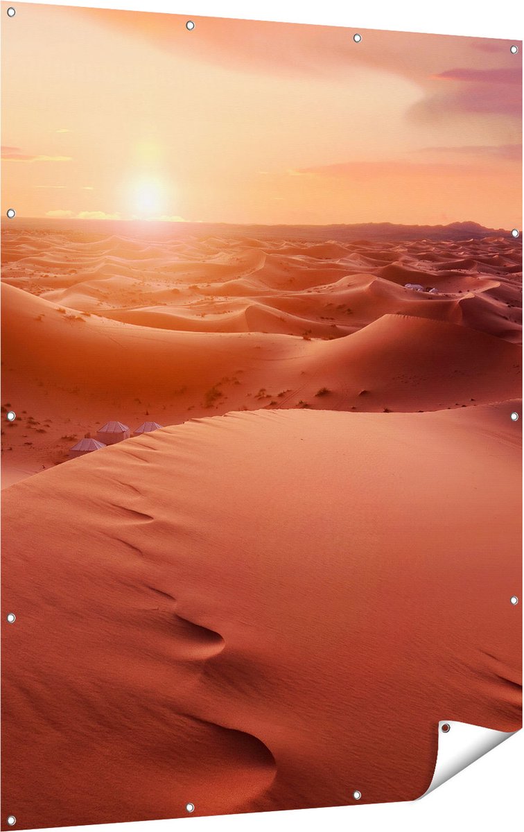 Gards Tuinposter Woestijn in de Sahara bij Zonsondergang - 120x160 cm - Tuindoek - Tuindecoratie - Wanddecoratie buiten - Tuinschilderij Multikleur