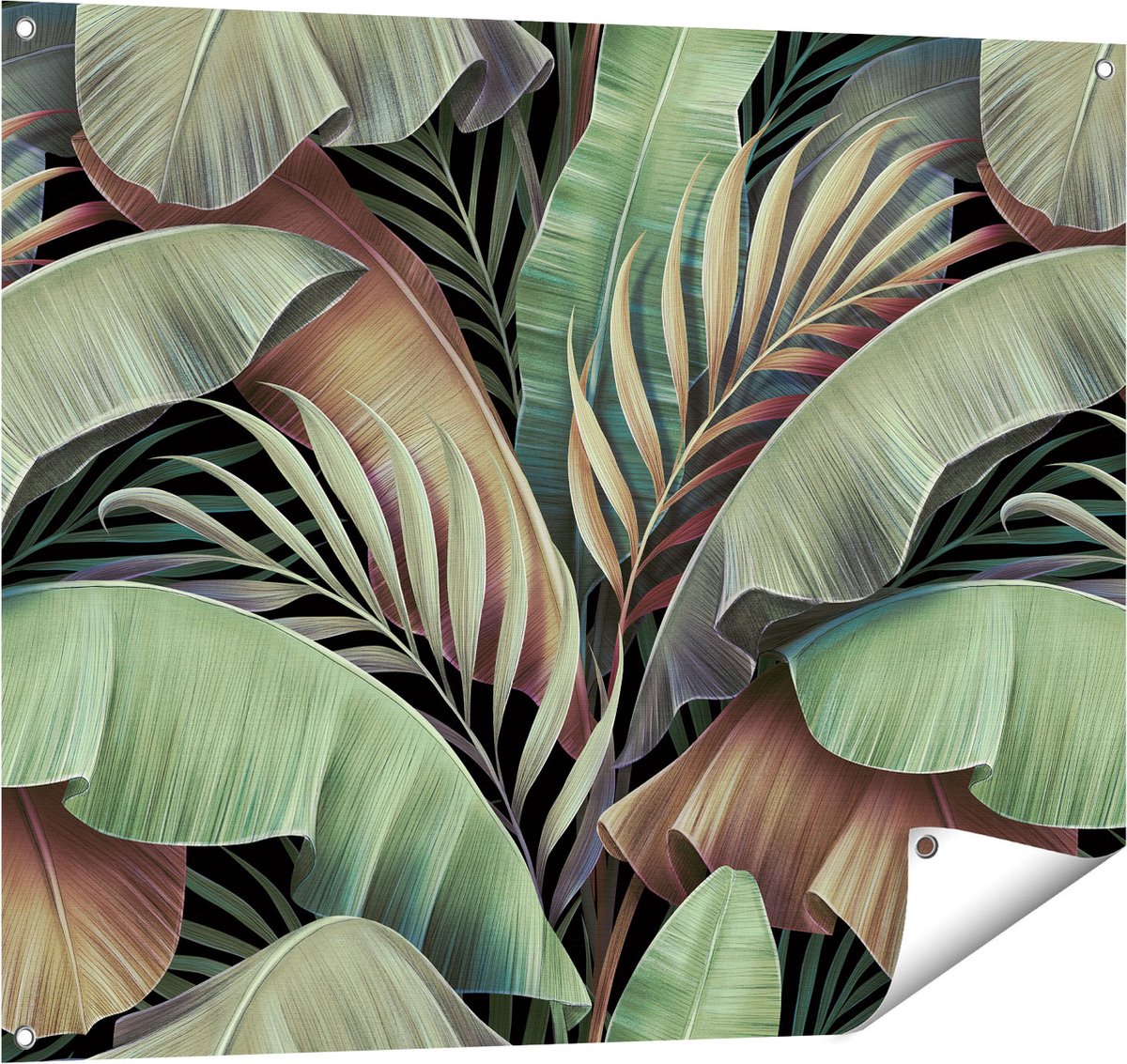 Gards Tuinposter Tropische Bladeren - 100x80 cm - Tuindoek - Tuindecoratie - Wanddecoratie buiten - Tuinschilderij Multikleur