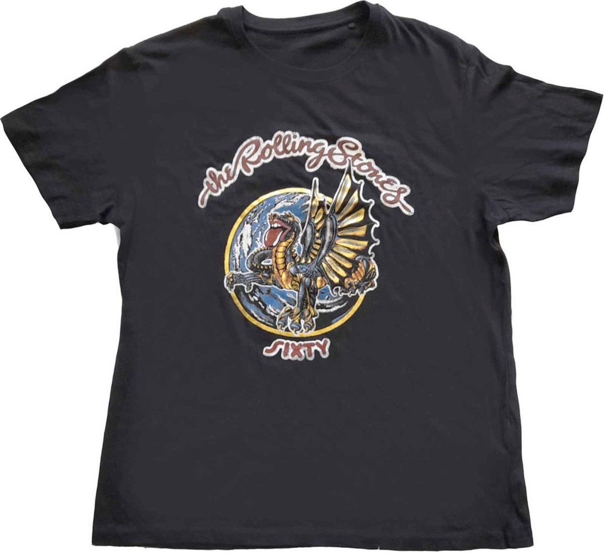 The Rolling Stones - Sixty Dragon Globe Heren T-shirt - S - Zwart