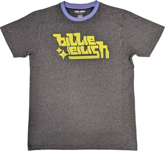 Billie Eilish - Neon Green Logo Heren T-shirt - S - Grijs