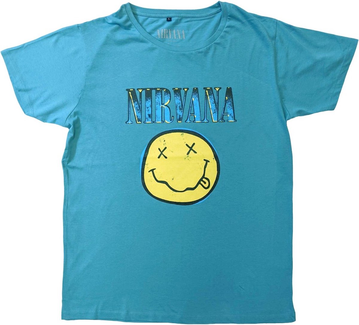 Nirvana - Xerox Happy Face Heren T-shirt - XS - Turquoise