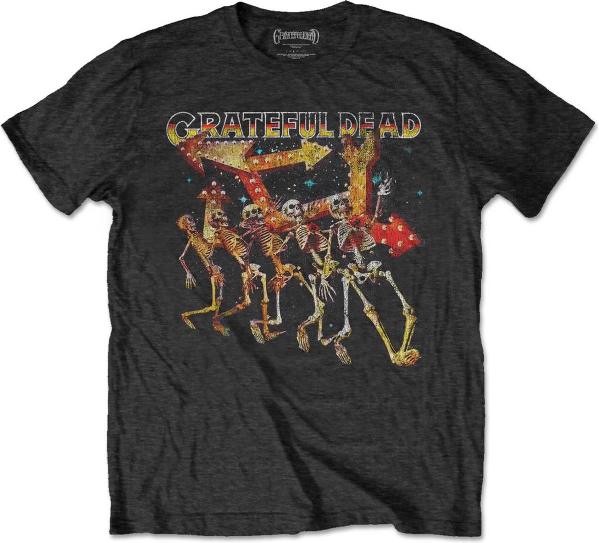 Grateful Dead - Truckin' Skellies Vintage Heren Tshirt - S - Zwart