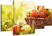 GroepArt - Schilderij -  Appels - Groen, Rood, Bruin - 160x90cm 4Luik - Schilderij Op Canvas - Foto Op Canvas