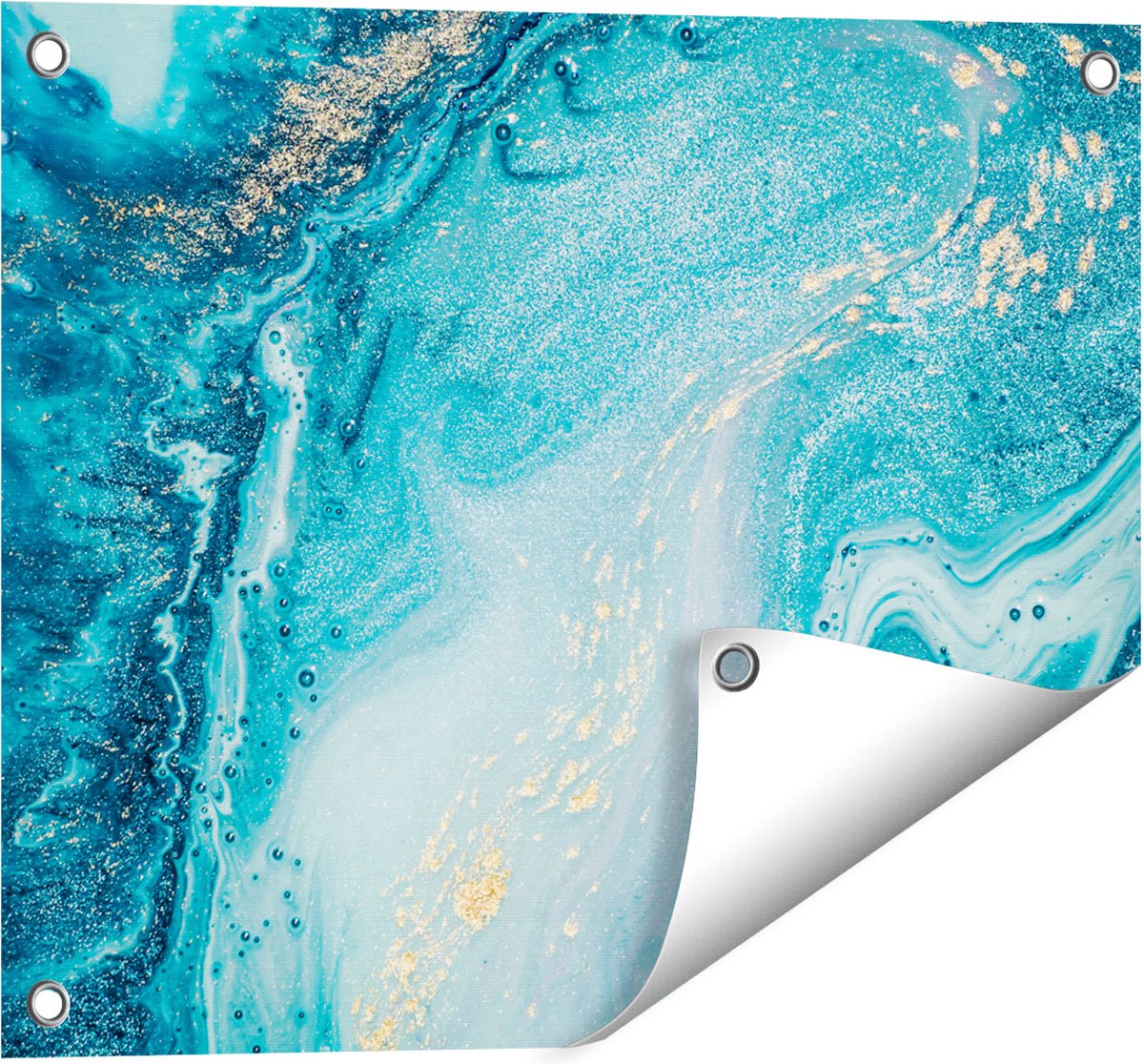 Gards Tuinposter Abstracte Kunst Blauwe Oceaan - 50x40 cm - Tuindoek - Tuindecoratie - Wanddecoratie buiten - Tuinschilderij Multikleur