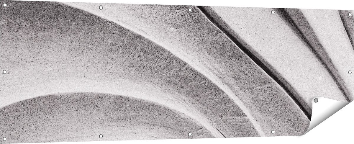 Gards Tuinposter Abstracte Kunst Gestreepte Stenen in het Grijs - 180x60 cm - Tuindoek - Tuindecoratie - Wanddecoratie buiten - Tuinschilderij Multikleur