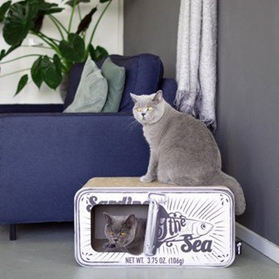 District 70 SARDINE - Design Katten Krabmeubel van gerecycled karton -  Zwart, Wit of Perzik - Afmeting 60x30x30 cm - Wit