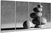 GroepArt - Glasschilderij - Stenen - Grijs, Zwart - 160x80cm 4Luik - Foto Op Glas - Geen Acrylglas Schilderij - 6000+ Glasschilderijen Collectie - Wanddecoratie
