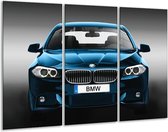 GroepArt - Schilderij -  Auto, BMW - Blauw, Zwart, Grijs - 120x80cm 3Luik - 6000+ Schilderijen 0p Canvas Art Collectie
