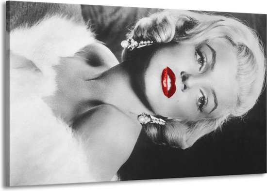 Schilderij | Schilderij Marilyn Monroe | Zwart, Wit, Rood 140x90cm | bol.com