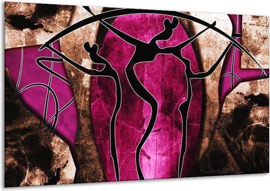 Glasschilderij Abstract - Roze, Zwart, Bruin - 120x70cm 1Luik - Foto Op Glas - Geen Acrylglas Schilderij - GroepArt 6000+ Glasschilderijen Art Collectie - Wanddecoratie - Woonkamer - Slaapkamer