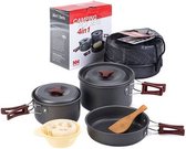 Naturehike Unisex-Adult 6927595787205 Cookware Set of 3 ( Carbon, Size-Standard ) Material-Aluminium | Nonstick | Easy to Clean | Symmetrical Handle Design