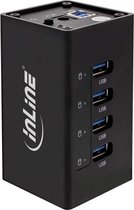 InLine USB hub met 4 poorten - USB3.0 - externe 12V voeding / zwart - 1 meter