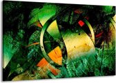 Schilderij Op Canvas - Groot -  Abstract - Groen, Geel, Rood - 140x90cm 1Luik - GroepArt 6000+ Schilderijen Woonkamer - Schilderijhaakjes Gratis