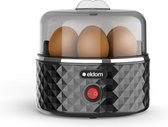 Eldom - Eierkoker electrisch - Geschikt voor 7 eieren - RVS - Inclusief maatbeker en timer - Energiezuinig - Zwart - Design Diamond - Vaderdag cadeau